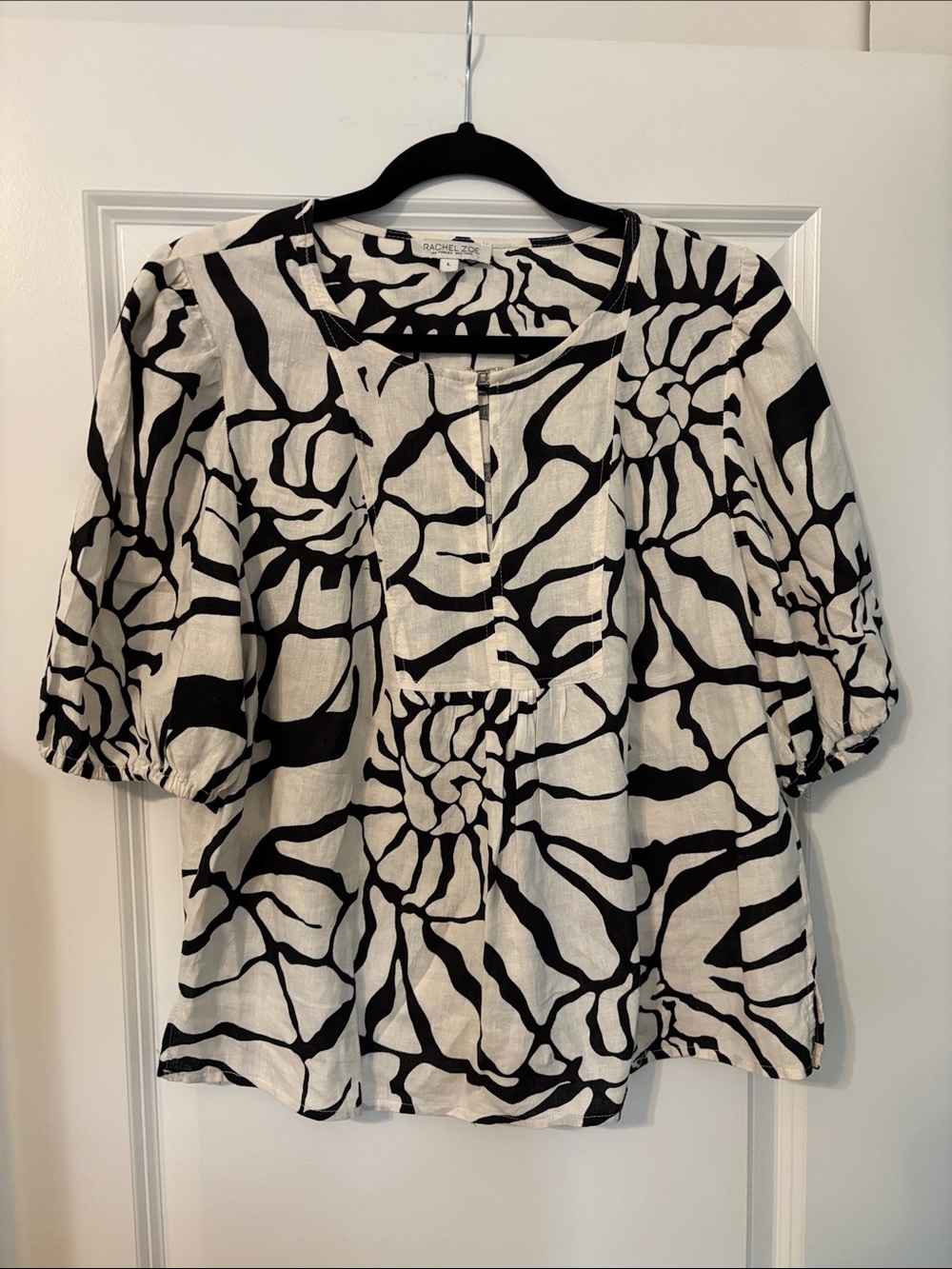 Rachel Zoe Black and White Abstract Swirl Blouse